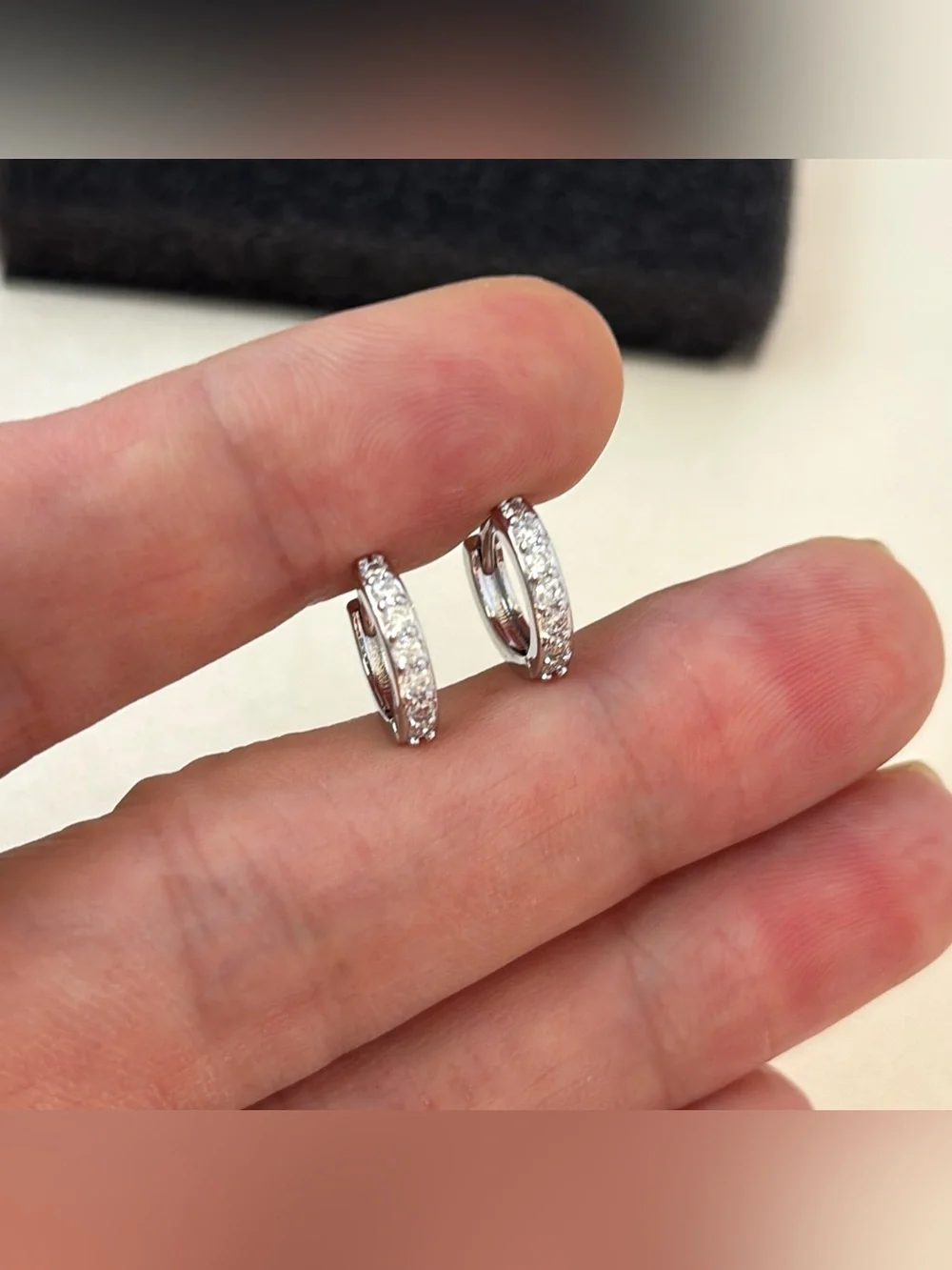 12mm CZ Small Hoop Earrings for Men Women Streetwear Punk Hip Hop Unisex Earring